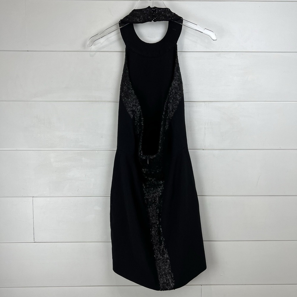 Dress‎ the Population Mini Dress Women S Black Sequin Halter Open Back Cocktail - Picture 5 of 10